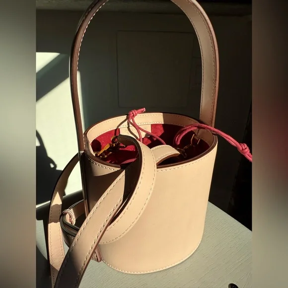 STAUD Mini Pink Bucket Crossbody Bag with Pink Drawstring - Picture 3 of 6